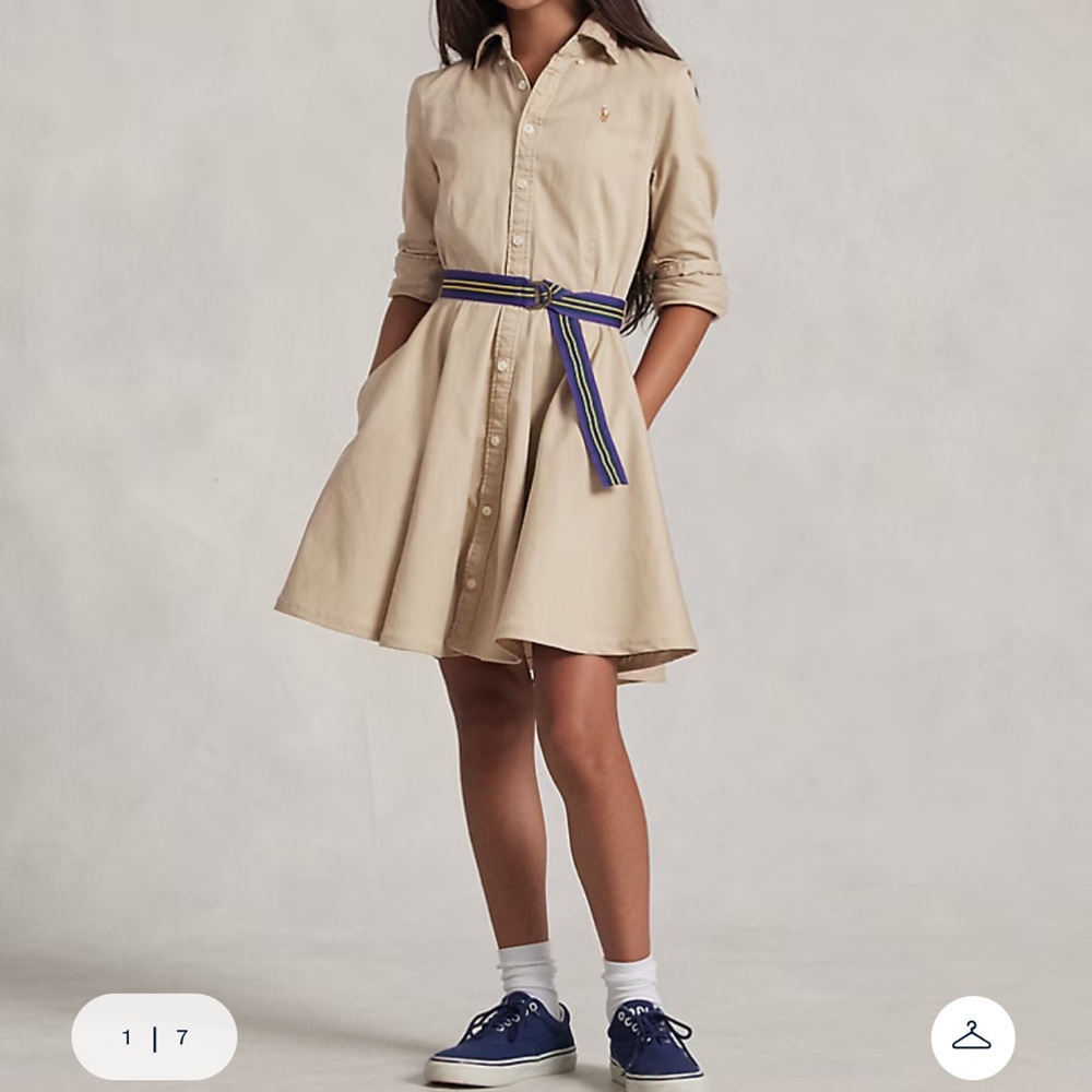 Ralph Lauren Beige Shirt Dress with Striped Belt